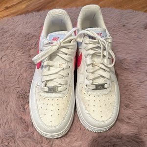Nike Air Force ones in pink and baby blue only worn 1 time